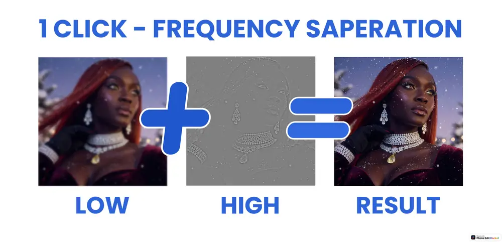 One-click frequency separation splits low and high detail